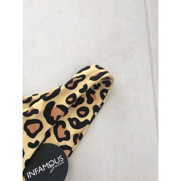 Infamous Swim Sun Leopard Radar High Cut Cheeky Bikini Bottoms - Picture 3 of 6